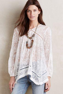 Zimmermann Fringed Silk Peasant Top