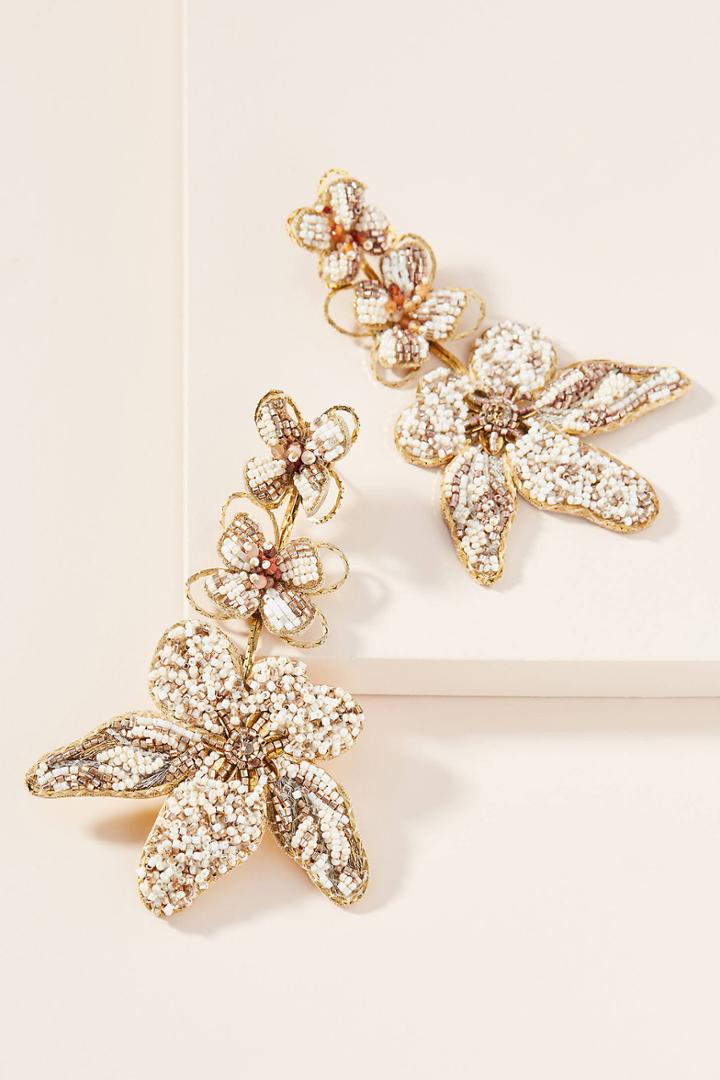 Deepa Beaded Orchid Drop Earrings