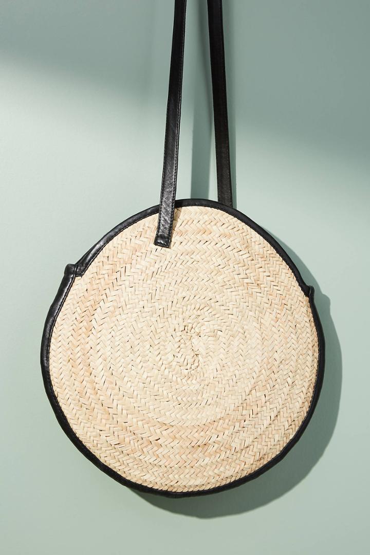 Parme Marin Structured Round Straw Tote Bag