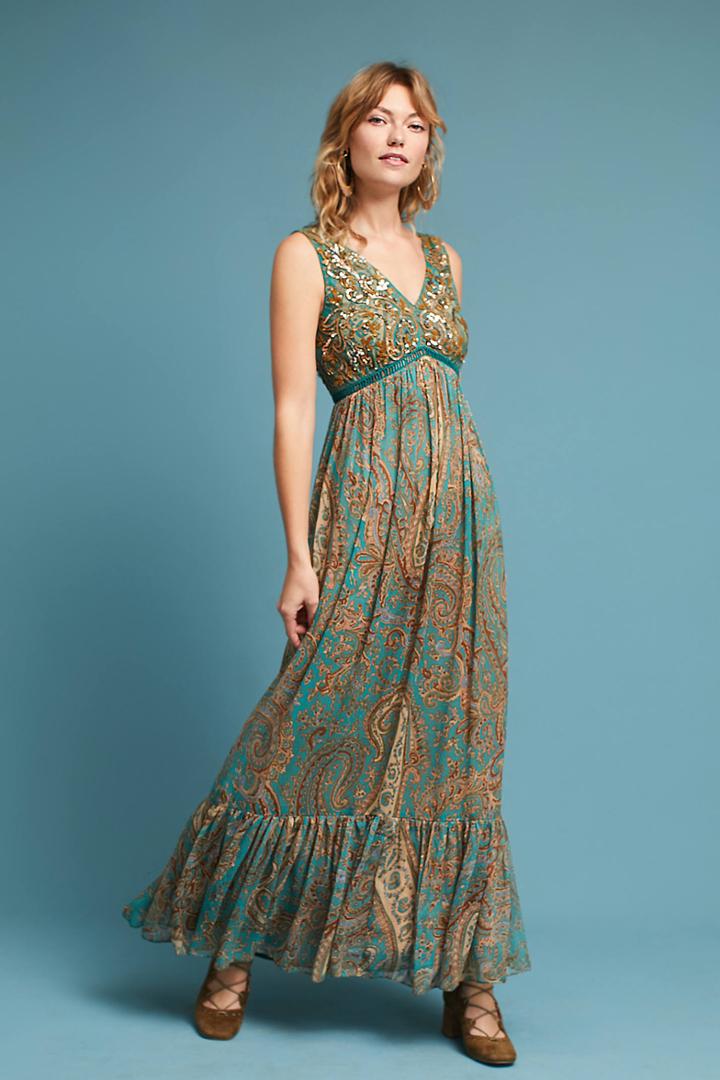 Ranna Gill Beaded Paisley Maxi Dress