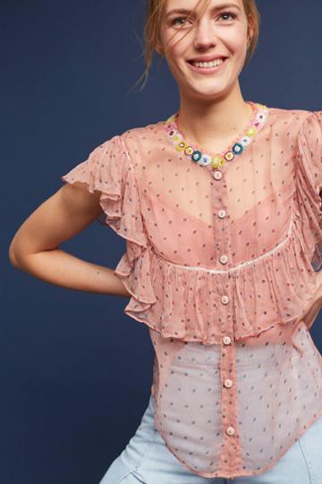 Varun Bahl Beaded & Ruffled Blouse