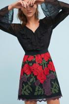 Anna Sui Rose Embroidered Skirt