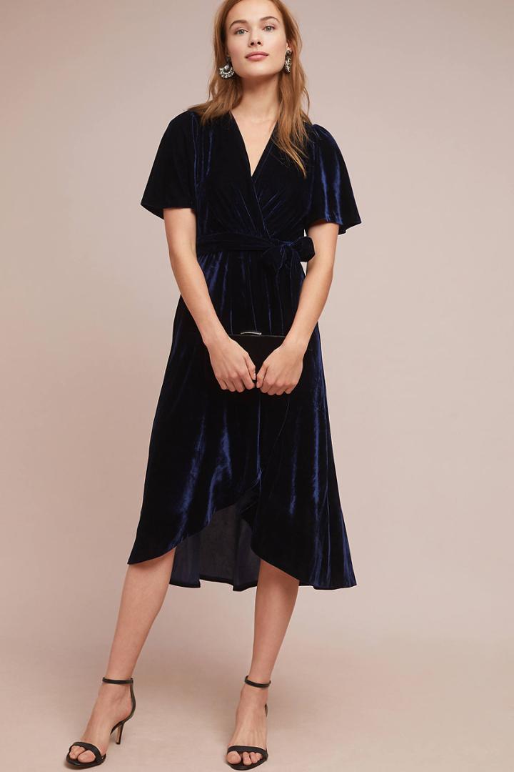 Donna Morgan Fiorenza Velvet Wrap Dress