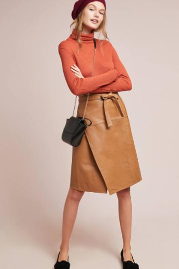 Lilya Leather Wrap Skirt
