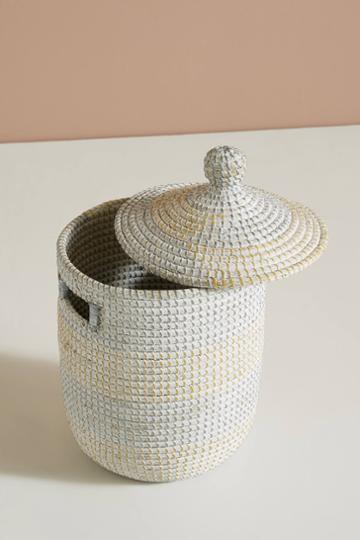 Anthropologie Washed Seagrass Basket