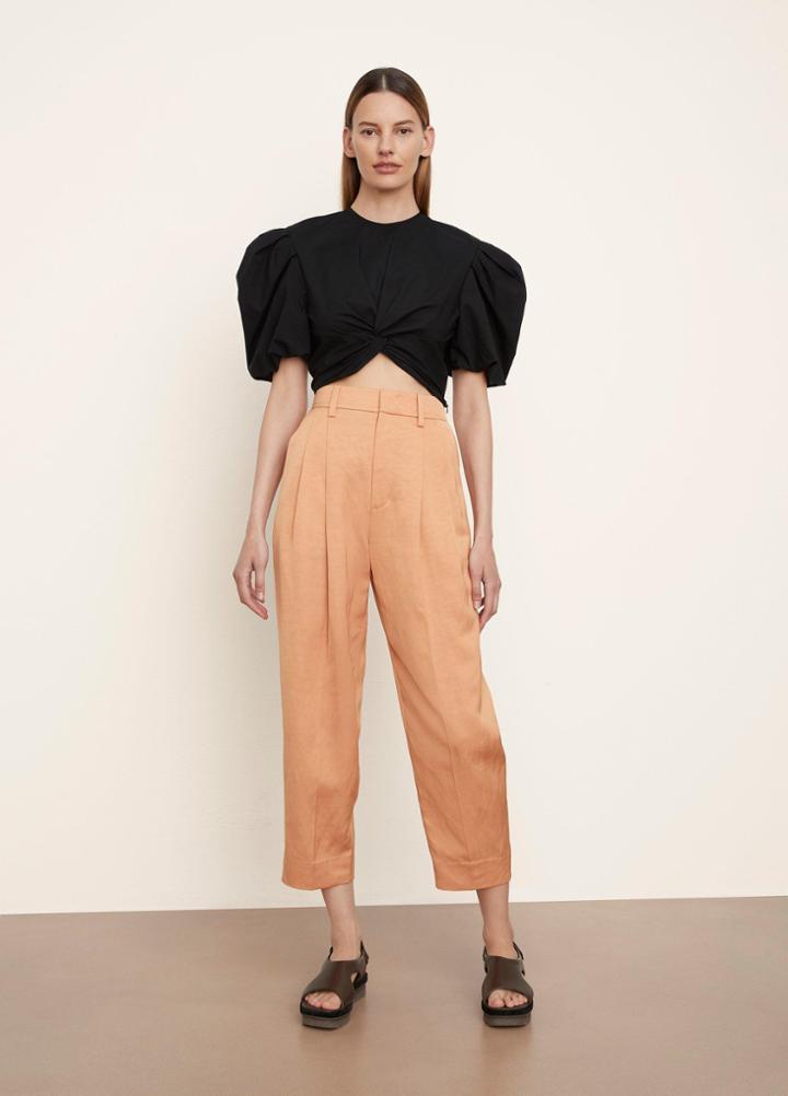 Vince Twist Knot Puff Sleeve Blouse