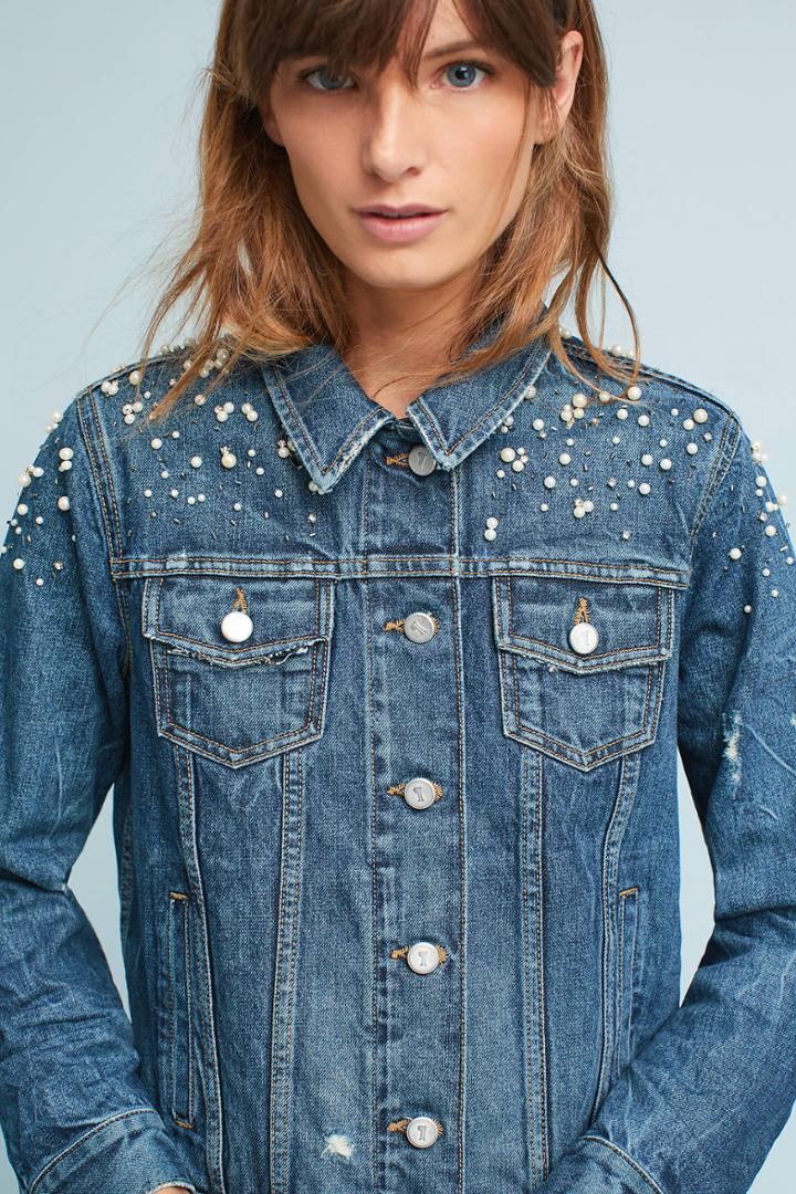 Pilcro Pearled Denim Trucker Jacket