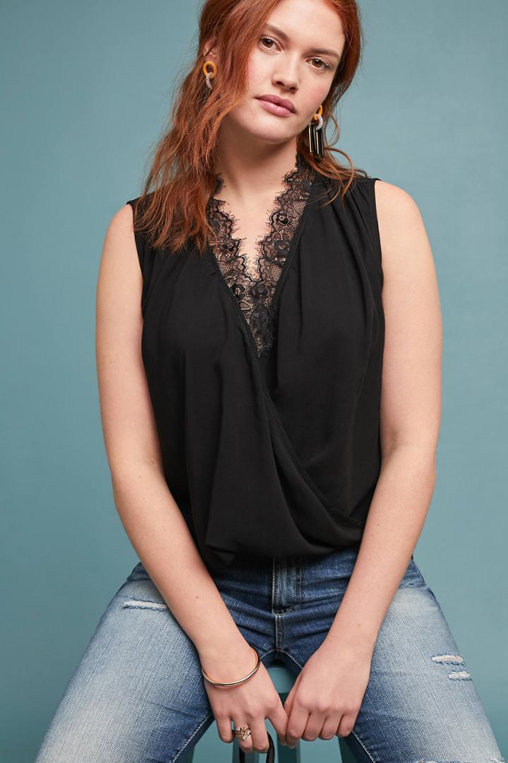 Velvet By Graham & Spencer Belia Lace-trimmed Top