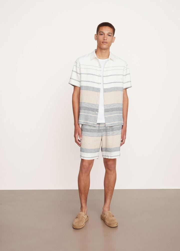 Vince Engineered Stripe Short Sleeve Shirt