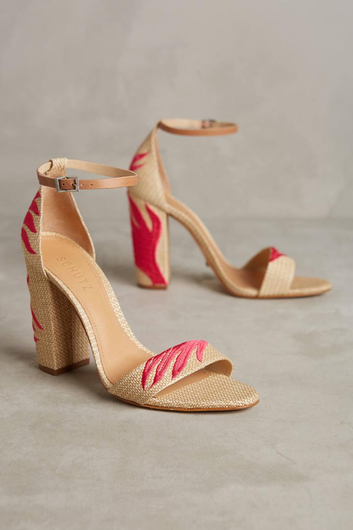 Schutz Embroidered Palm Heels