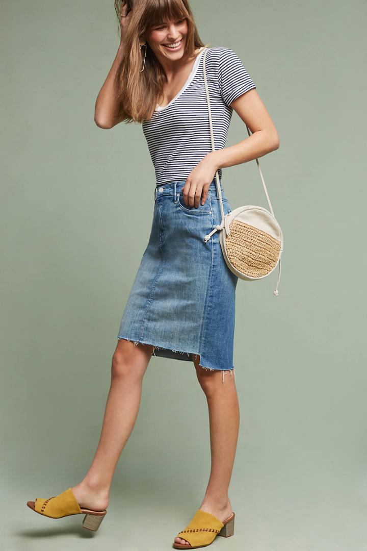 Mother Frayed Denim Skirt
