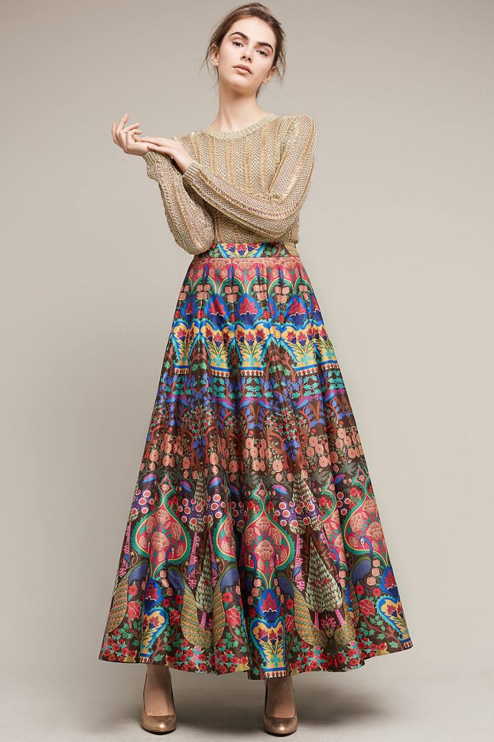 Anthropologie Printed Villaret Midi Skirt