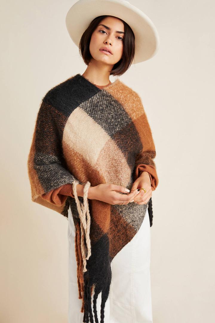 Anthropologie Mattie Plaid Poncho