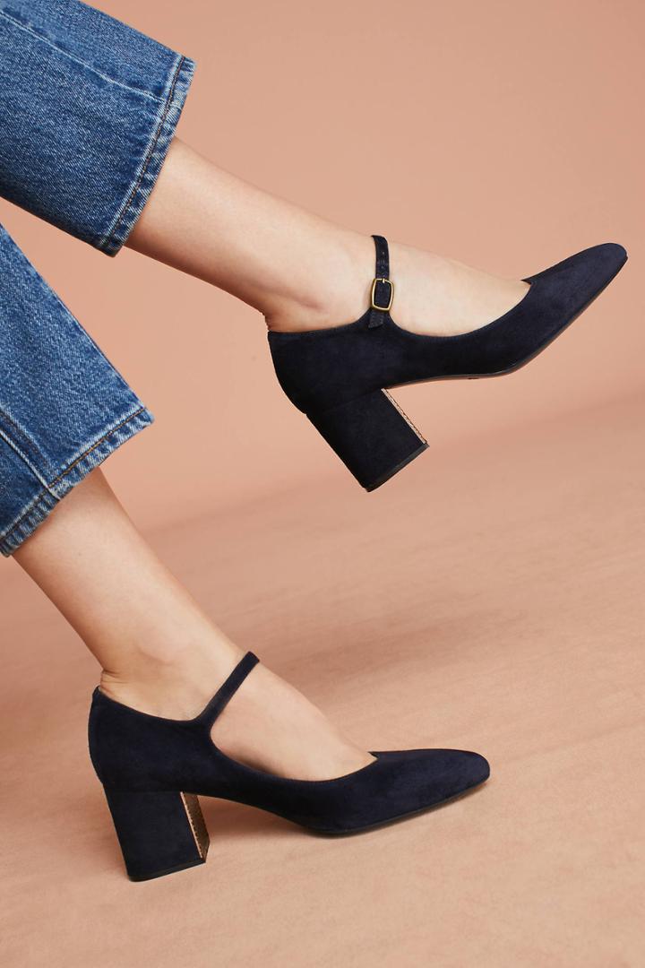 Jil Sander Navy Patent Mary Jane Heels