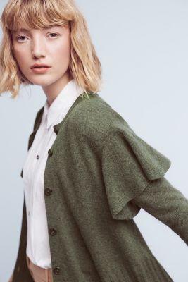 Left Of Center Ruffled Shoulder Cardigan