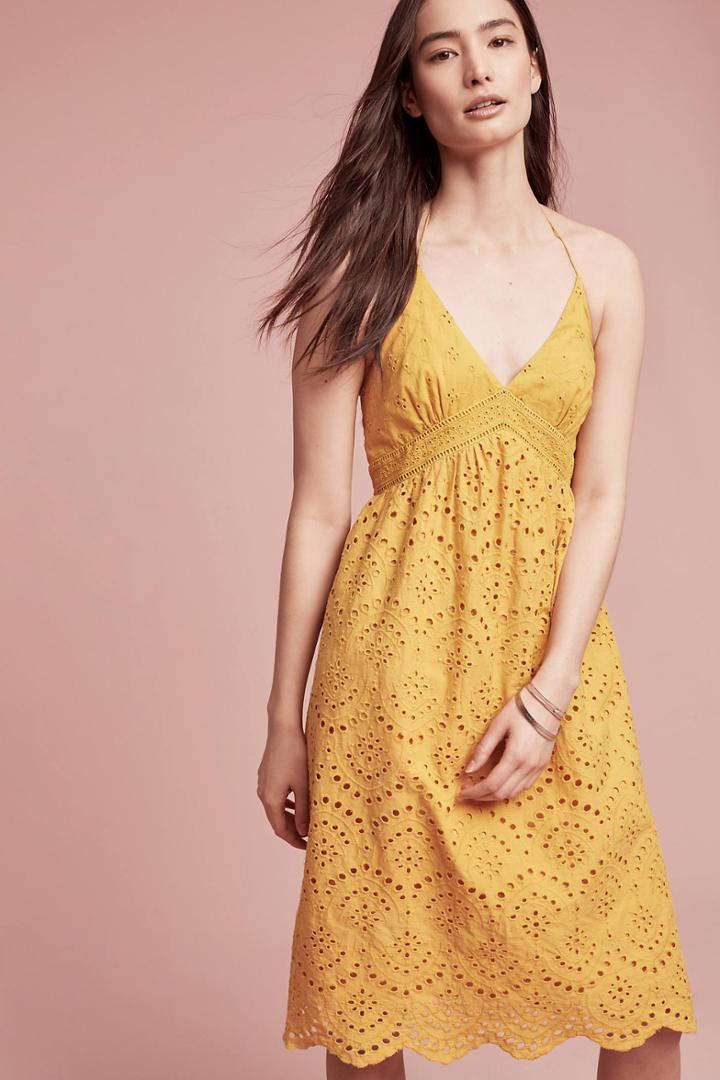 Moon River Buttercup Eyelet Dress