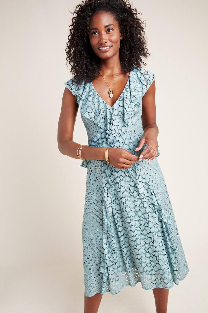Anthropologie Antoinette Ruffled Midi Dress