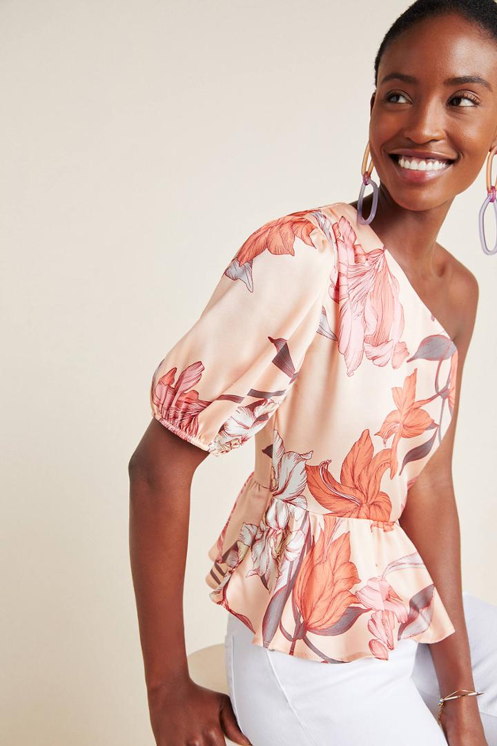 Dra One-shoulder Floral Peplum Blouse