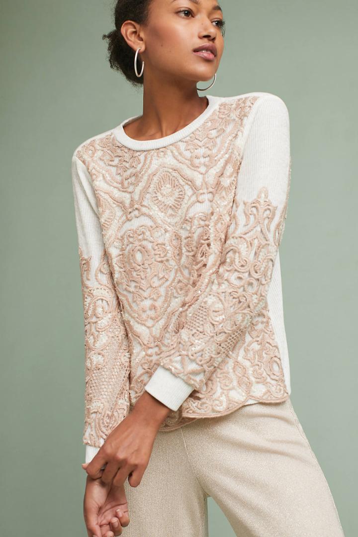 Guest Editor Sequined Damask Sweatshirt