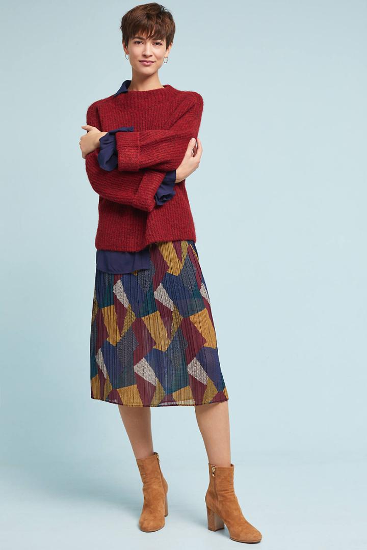 Few Moda Contrast Pleated Skirt