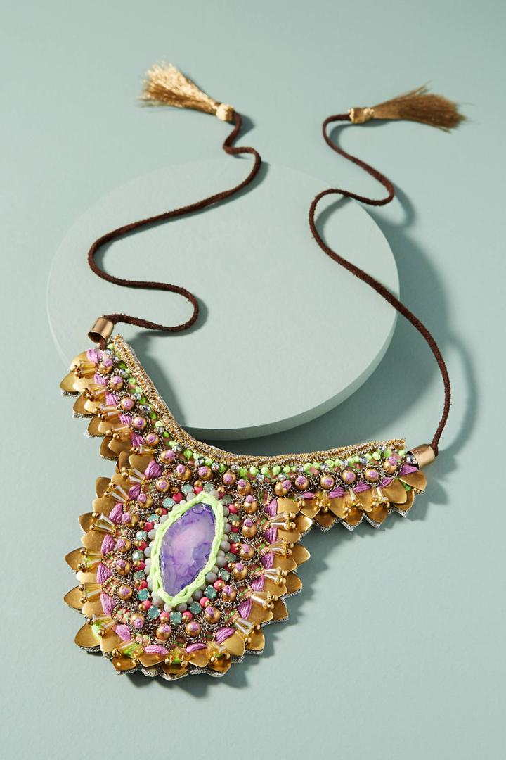 Anthropologie Purple Thorn Necklace