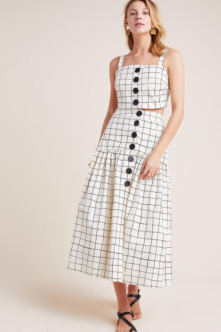 Whit Charlie Windowpane Midi Skirt