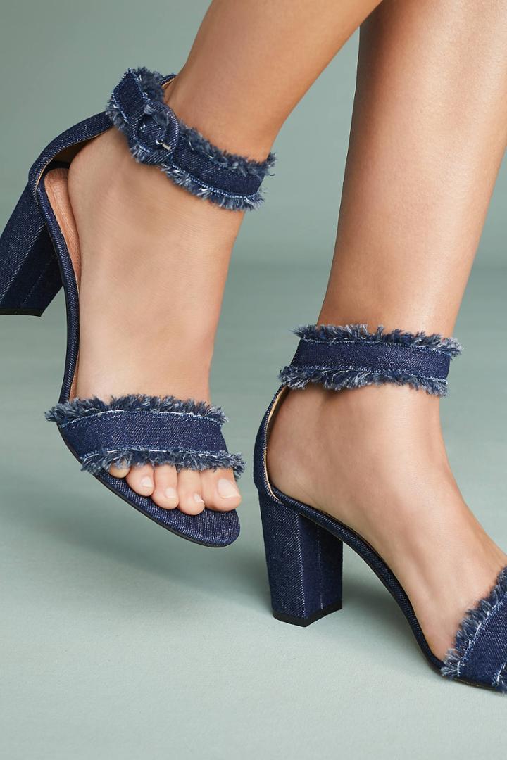 All Black On The Fringe Frayed Heels