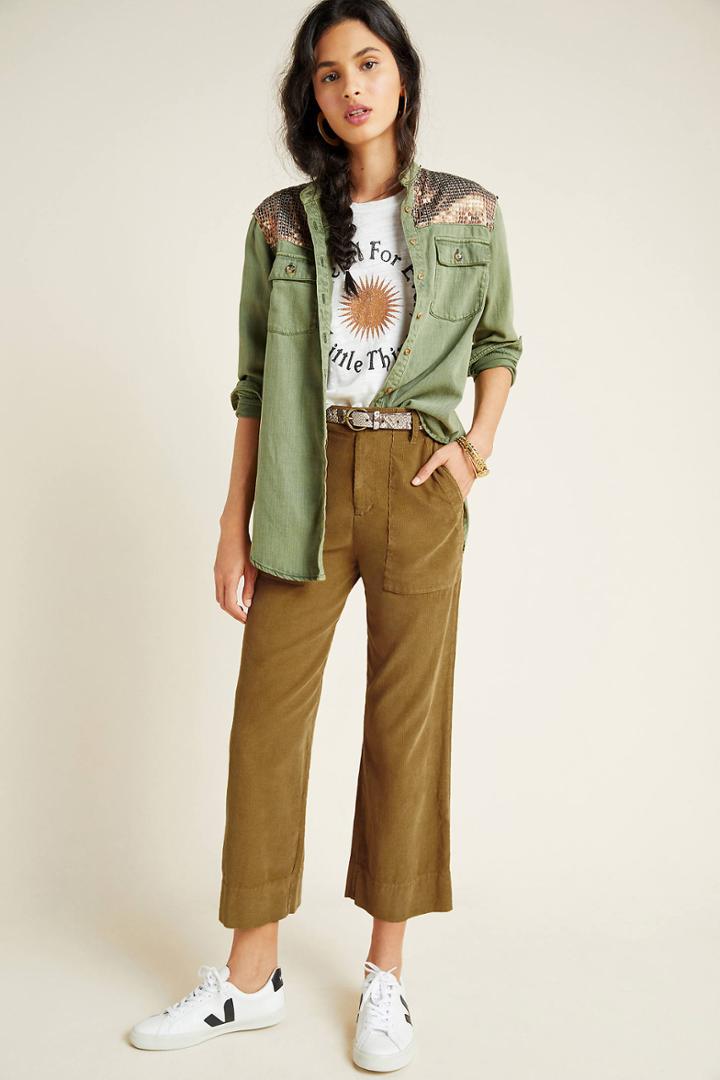 Velvet By Graham & Spencer Vera Cropped Wide-leg Corduroy Pants