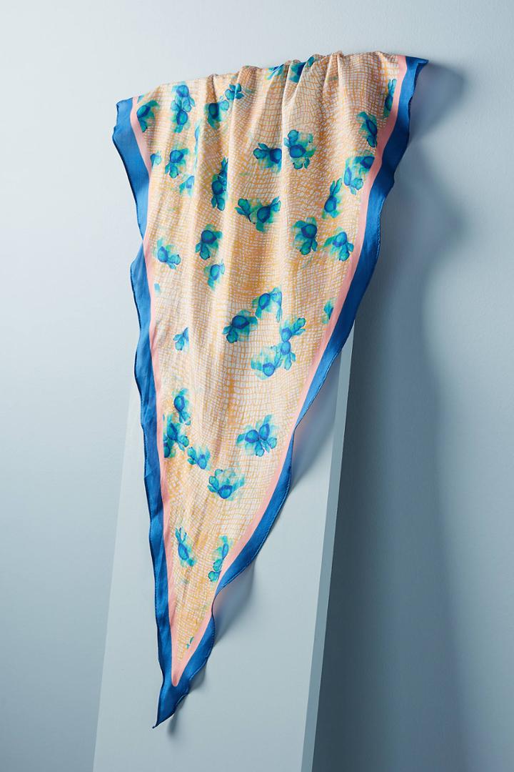 Anthropologie Blue Silk Necktie Scarf