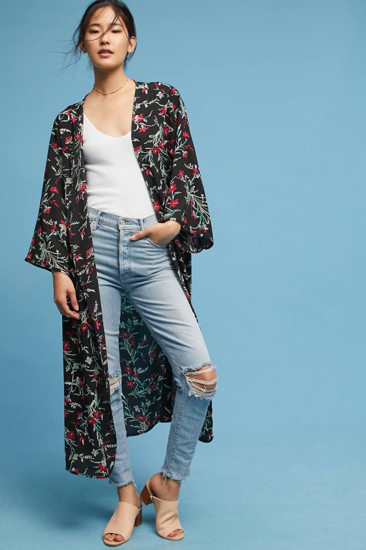 Anthropologie Aster Floral Kimono