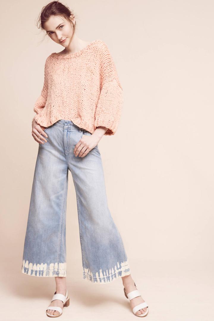 Pilcro Ultra High-rise Bleached-hem Culottes