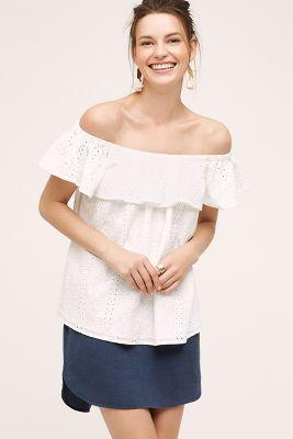 Eri + Ali Eyelet Off-the-shoulder Top