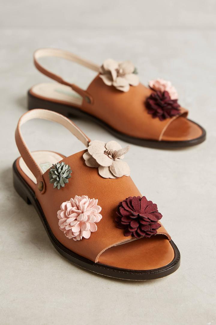 Paco Gil Suede Flower Sandals