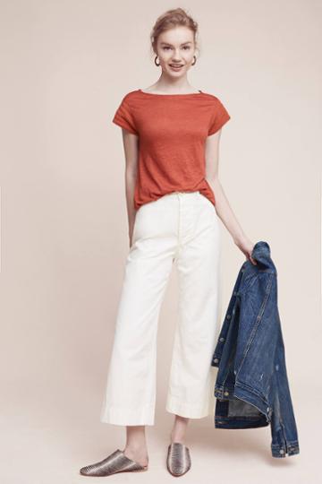 James Coviello Laced-sleeve Linen Tee