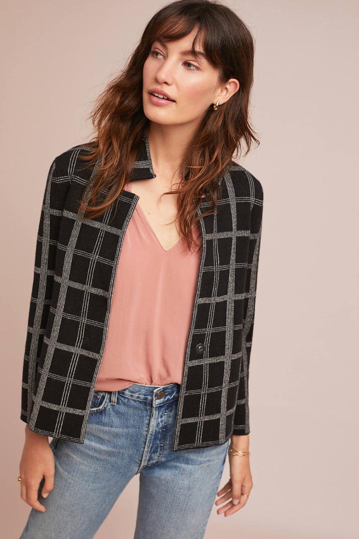Moth Windowpane Knit Blazer