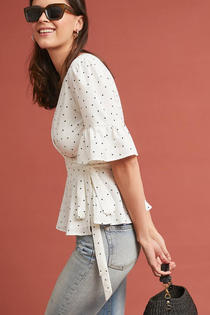 Harlyn Polka Dot Wrap Blouse