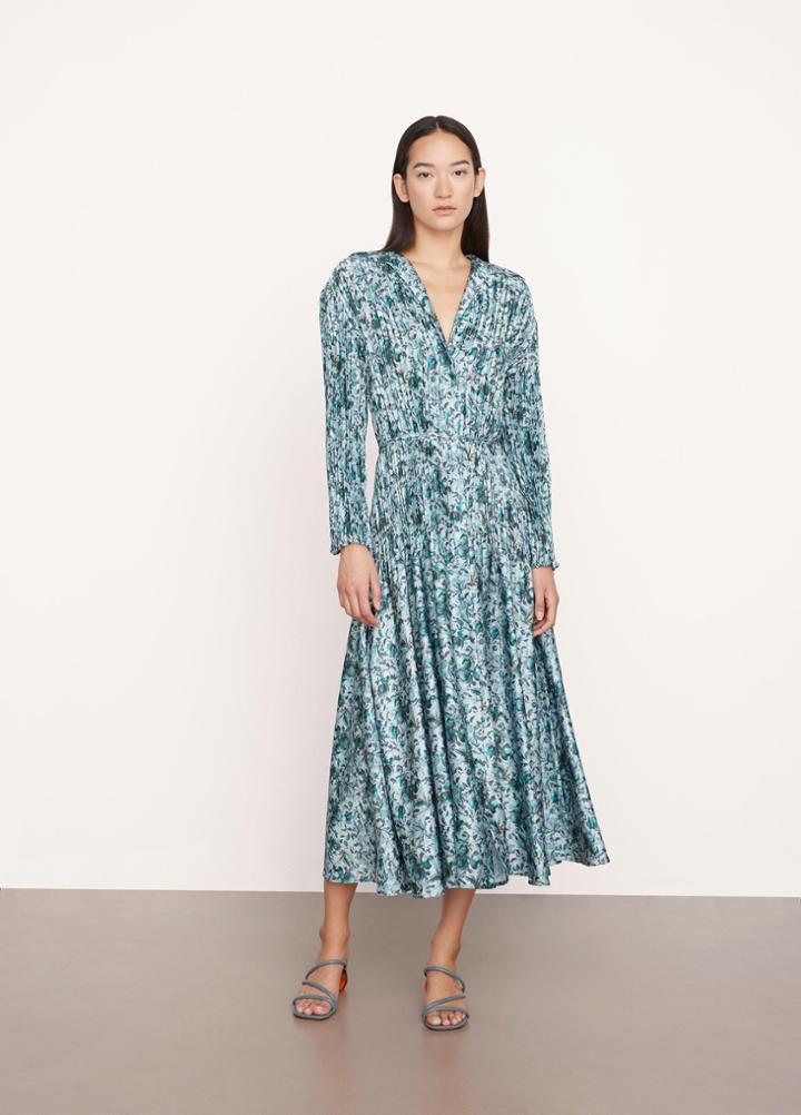 Vince Berry Blooms Pleated Shirt Dress
