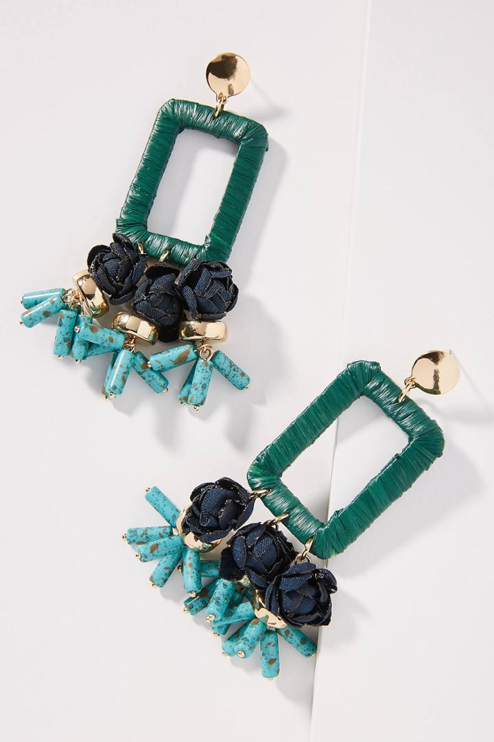 Anthropologie Flower Box Drop Earrings