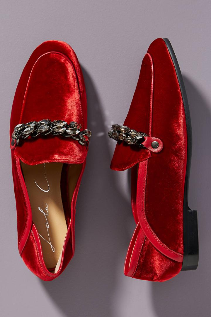 Lola Cruz Velvet Menswear Loafers