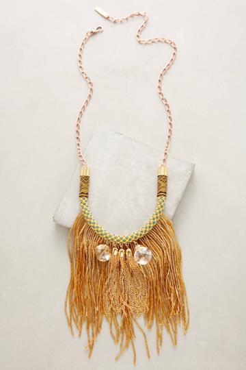 Mimilore Golden Tassel Bib Necklace