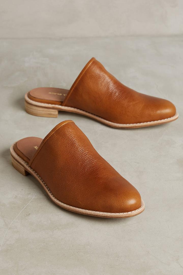 All Black Leather Slides