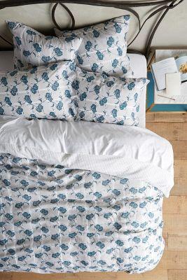 Kerry Cassill Paper Floral Duvet Light Grey Queen Bedding