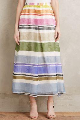 Whit Rainbow Silk Midi Skirt