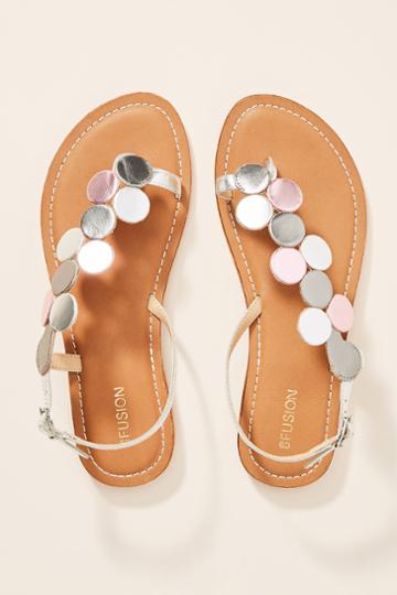Coral Blue Metallic Leather Sandals