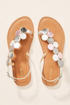 Coral Blue Metallic Leather Sandals
