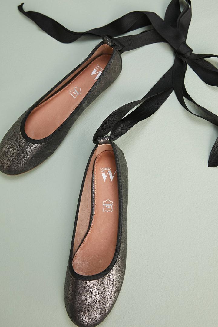 Vanessa Wu Ribbon-tied Ballet Flats