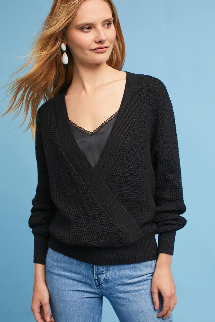 Astr Wrap-front V-neck Pullover