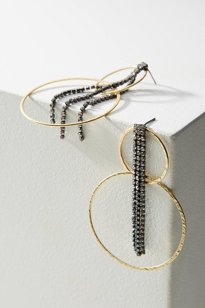 Anthropologie Shimmering Linked Hoop Earrings