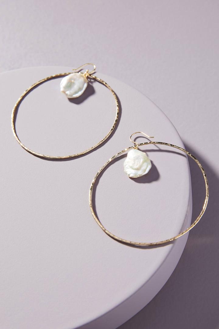 Anthropologie Lauryn Pearl Hoop Earrings