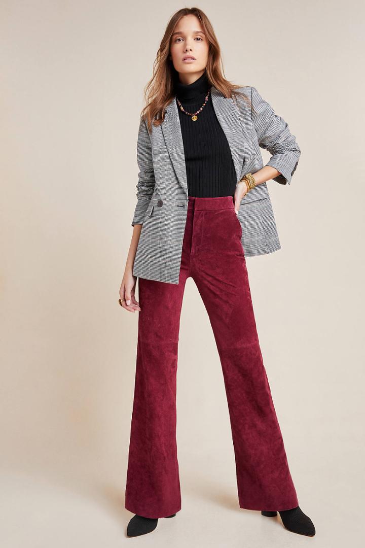 Anthropologie Carson Suede Bootcut Trousers